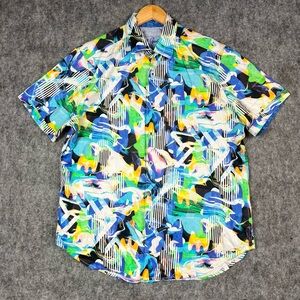 Robert Graham classic Fit Short Sleeve Shirt Size Large Multi Color